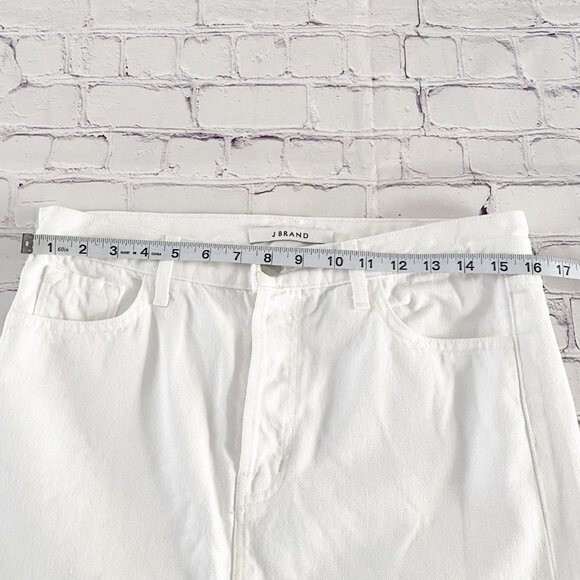 J Brand Women's White Mid Rise Button Fly Raw Hem Bonny Denim Mini Skirt 27 - Picture 5 of 10